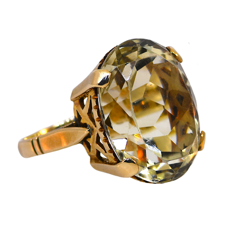 10KY Oval Citrine Ring