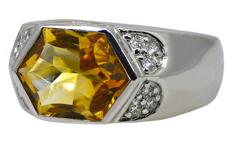 14KW Citrine and Diamond Ring