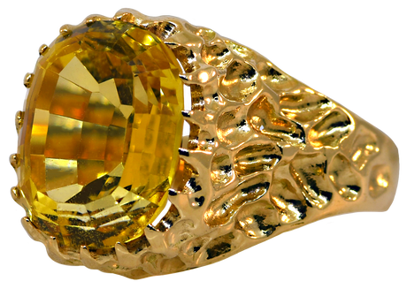 14KY Yellow Citrine Ring