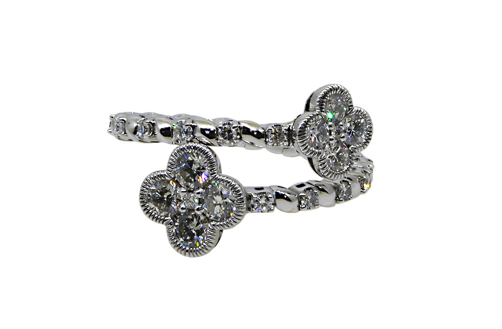 Diamond Clover Bypass Ring