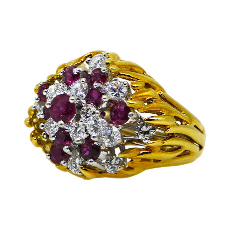 18KYW Ruby and Diamond Ring with Removable Jacket