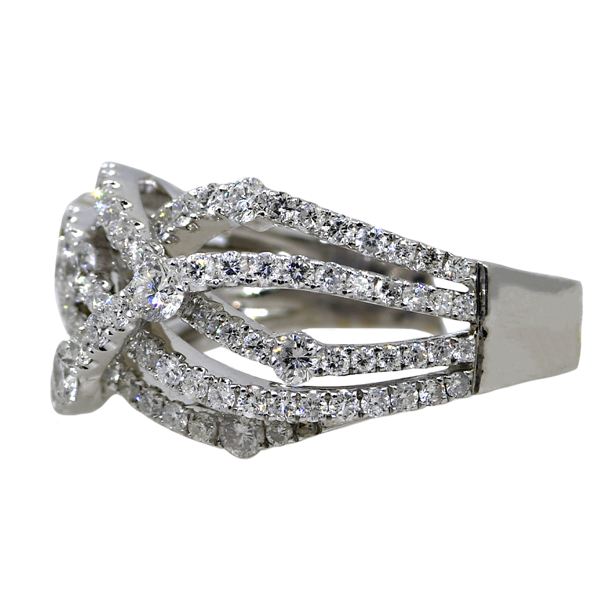 14KW Diamond Crossover Ring