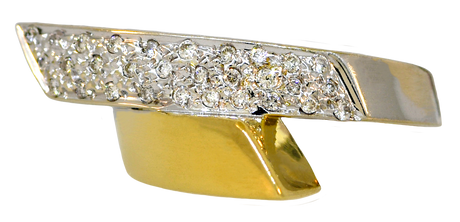 18KYW Diamond Bypass Ring
