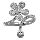 Diamond Flower Bypass Ring