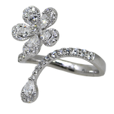 Diamond Flower Bypass Ring