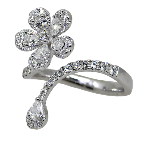 Diamond Flower Bypass Ring