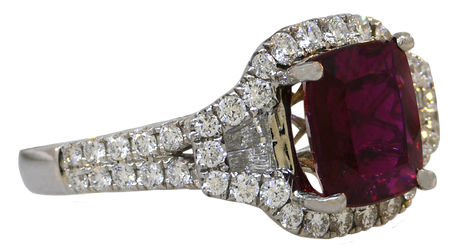 18KW Rubellite and Diamond Ring
