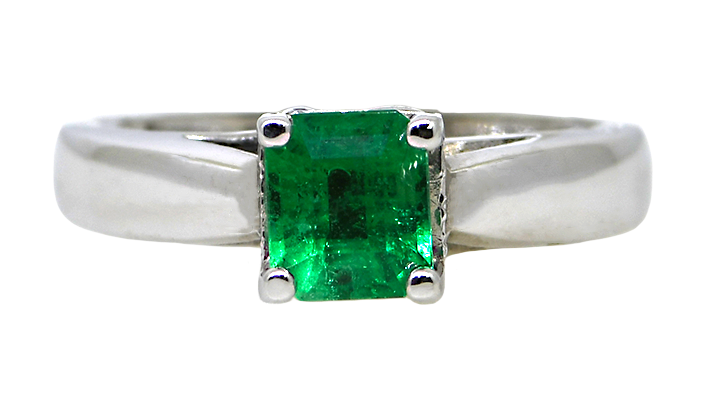 18KW Emerald and Diamond Ring