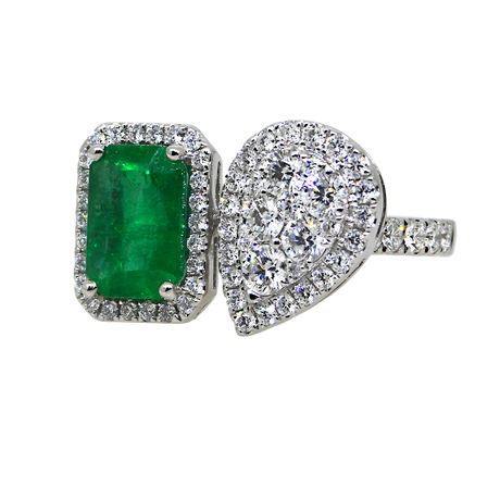 18KW Emerald and Diamond Ring