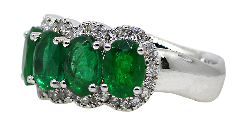 18KW Emerald and Diamond Ring