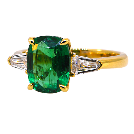 18KY Emerald and Diamond Ring