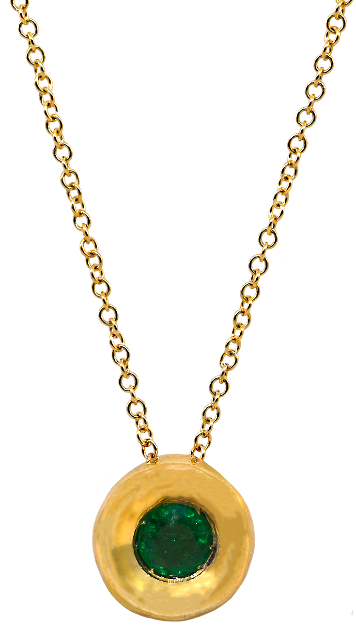 14KY Emerald Pendant with Chain