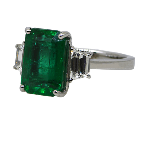 18KW Emerald and Diamond Ring