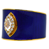 18KR Diamond Fashion Ring with Blue Enamel