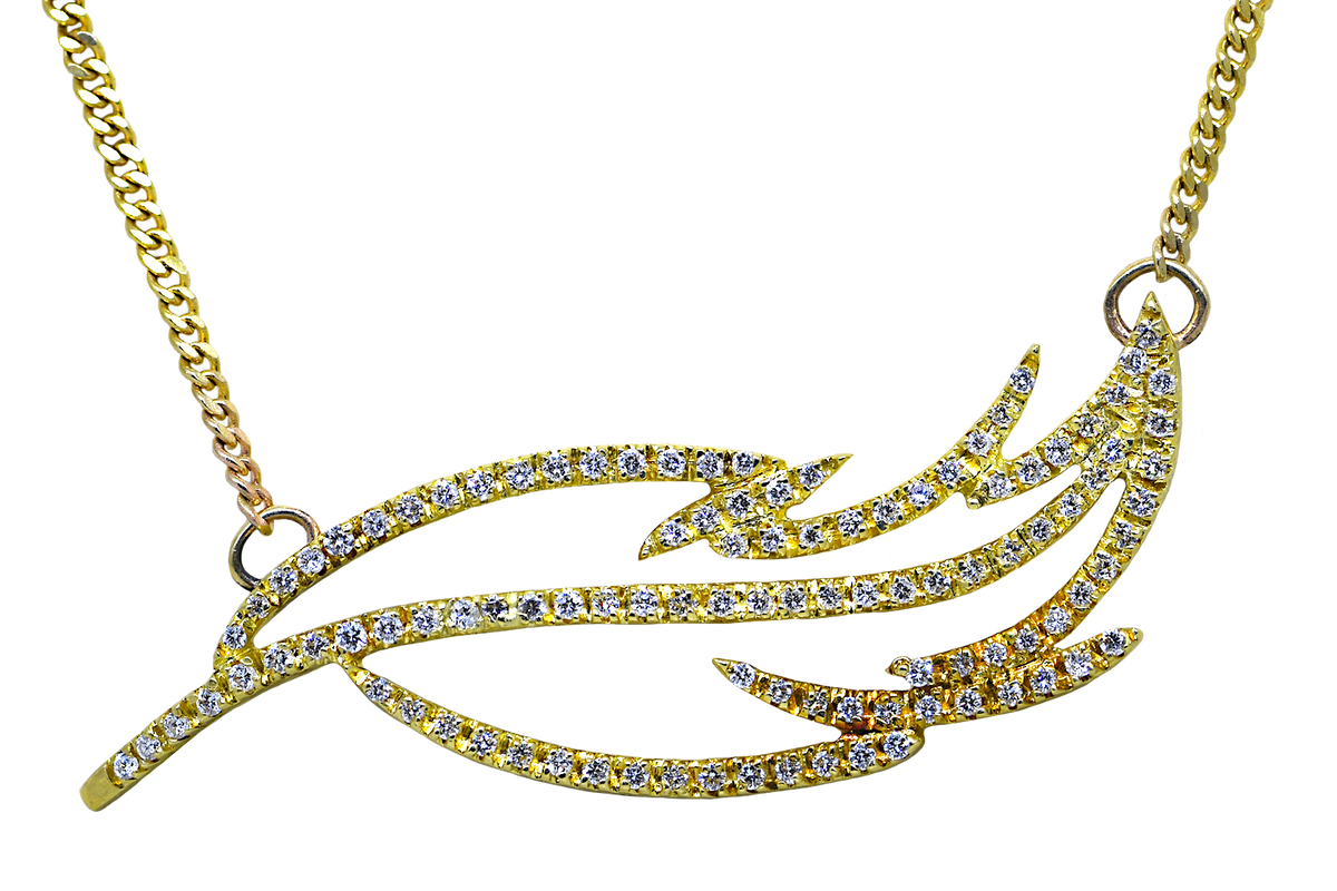 18KY Diamond Leaf Necklace