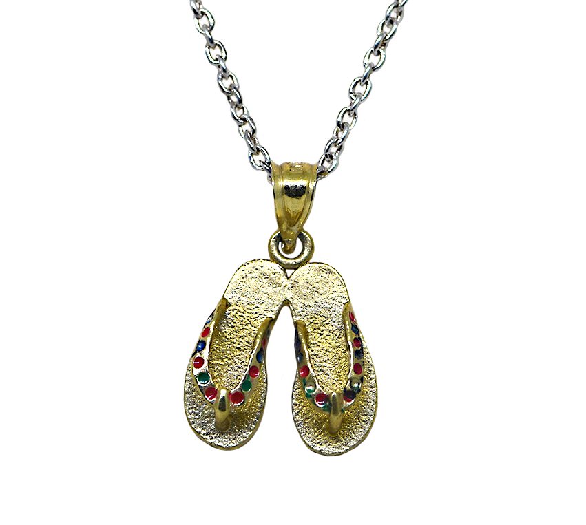 14K Yellow Gold Beach Sandals Pendant