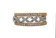 Set of three diamond-studded rings on a white background