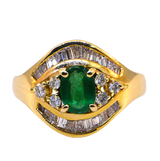 14KY Emerald & Diamond Ring