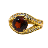 18KY Garnet & Diamond Ring