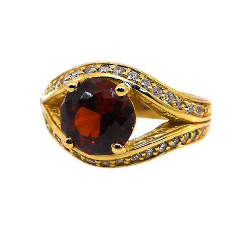 18KY Garnet & Diamond Ring