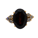 14K Yellow Gold Garnet and Diamond Ring