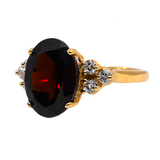 14K Yellow Gold Garnet and Diamond Ring