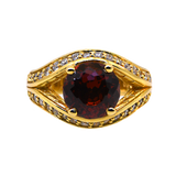 18KY Garnet & Diamond Ring