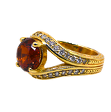 18KY Garnet & Diamond Ring