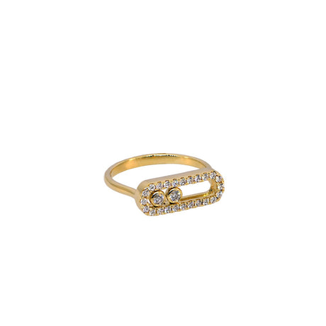 Yellow Gold Fancy Diamond Ring With 2 Sliding Diamonds