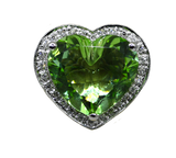 14KW Heart Shaped Hiddenite and Diamond Ring