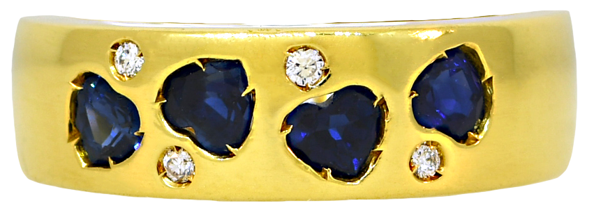 Sapphire Heart & Diamond Band