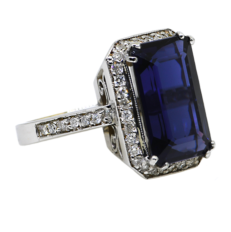 18K Lolite and Diamond Ring