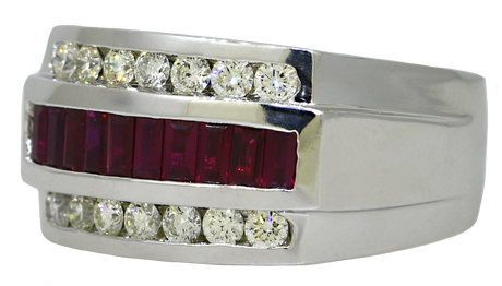 14KW Gents Ruby and Diamond Ring