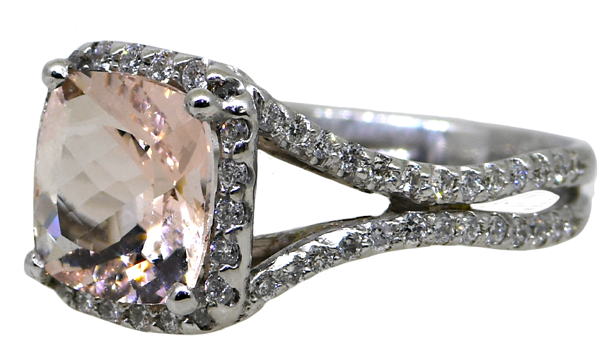 14KW Morganite and Diamond Ring
