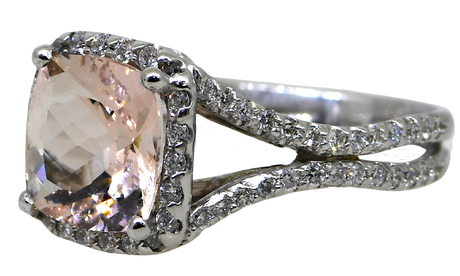 14KW Morganite and Diamond Ring