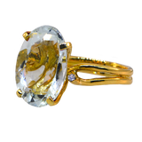 18KY Aquamarine and Diamond Ring