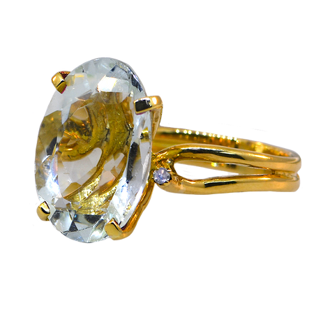18KY Aquamarine and Diamond Ring