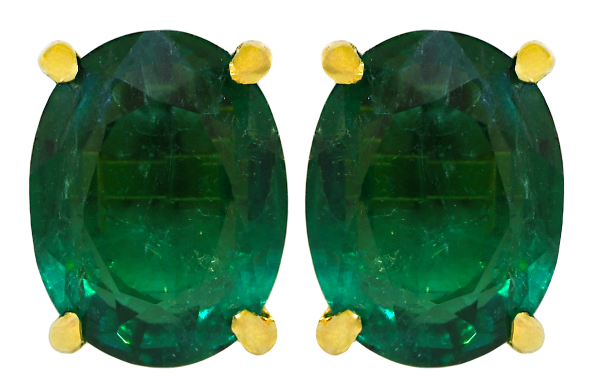 Lab Grown Oval Emerald Stud Earrings