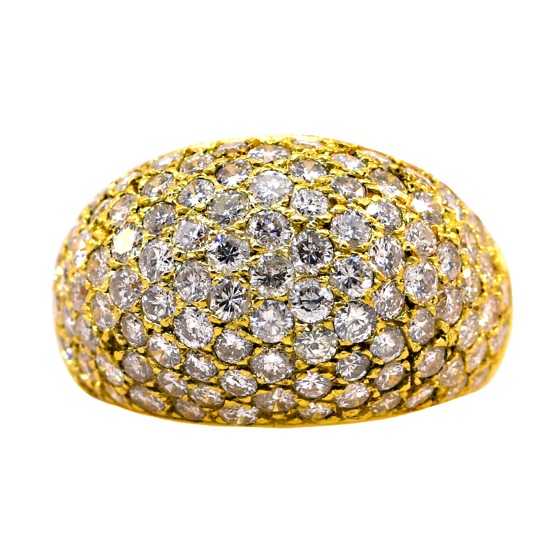 Gold ring with diamond stones on a white background