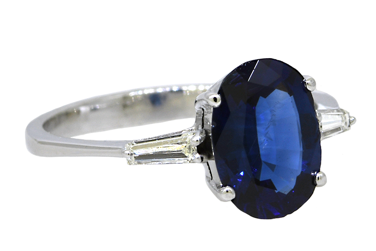Platinum Sapphire and Diamond Ring