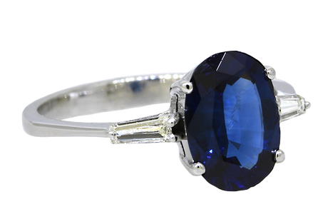 Platinum Sapphire and Diamond Ring