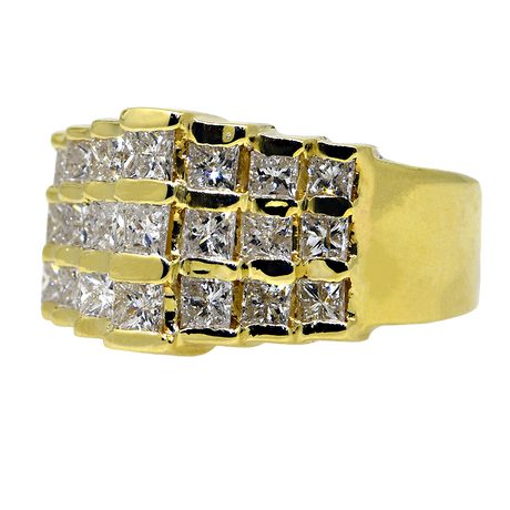 14KY Pyramid Ring with Princess Cut Diamonds