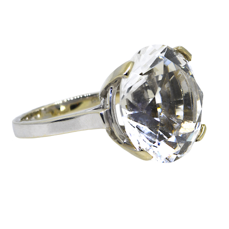 14KW Solitaire Quartz Ring
