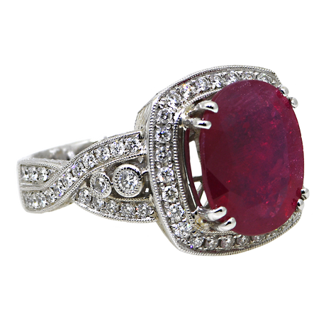 18KW Ruby and Diamond Ring