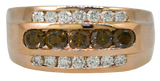 14KW Gents Cognac and White Diamond Ring