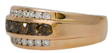 14KW Gents Cognac and White Diamond Ring