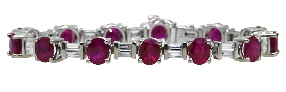 Ruby and Diamond Platinum Bracelet