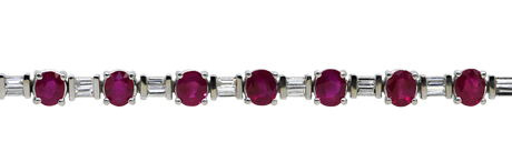 Ruby and Diamond Platinum Bracelet