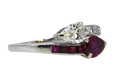 Platinum Ruby & Diamond Bypass Ring