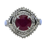 Platinum Treated Ruby & Diamond Ring